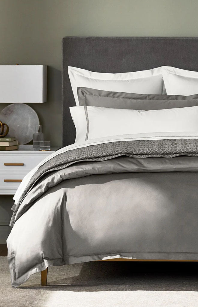 Signature Hemmed Duvet Set in Stone