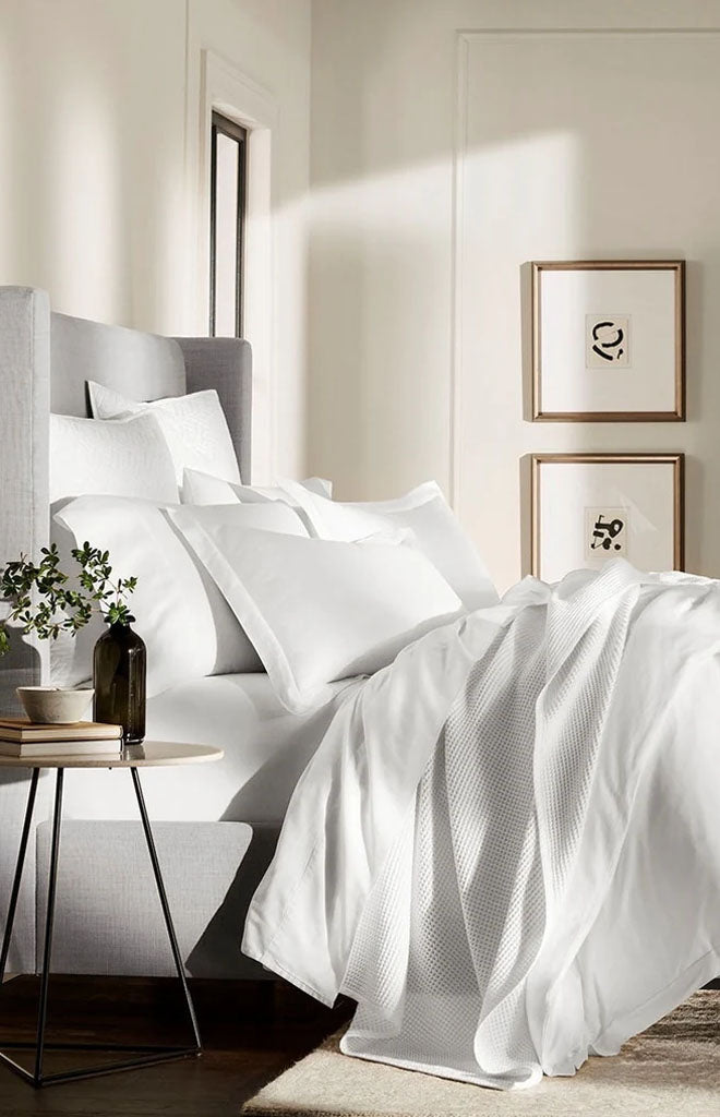 Percale Hemmed Sheet Set in White