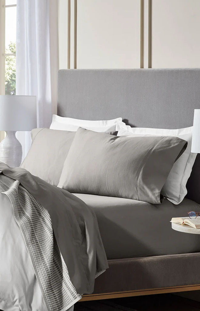Percale Hemmed Sheet Set in Stone