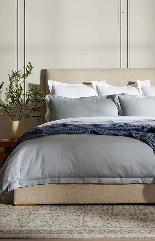 Percale Hemmed Duvet Set in Shore