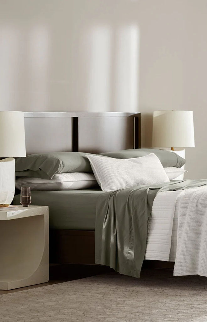 Percale Hemmed Sheet Set in Juniper