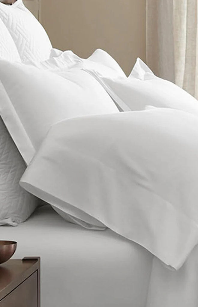 Percale Hemmed Pillowcase Set in White