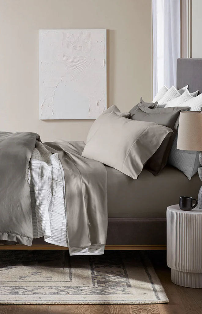 Percale Hemmed Sheet Set in Pewter