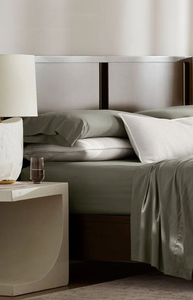 Percale Hemmed Pillowcase Set in Juniper