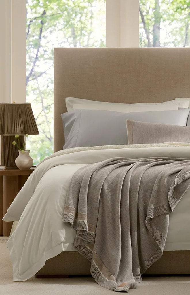 Court Knit Throw Blanket in Heathered Pewter