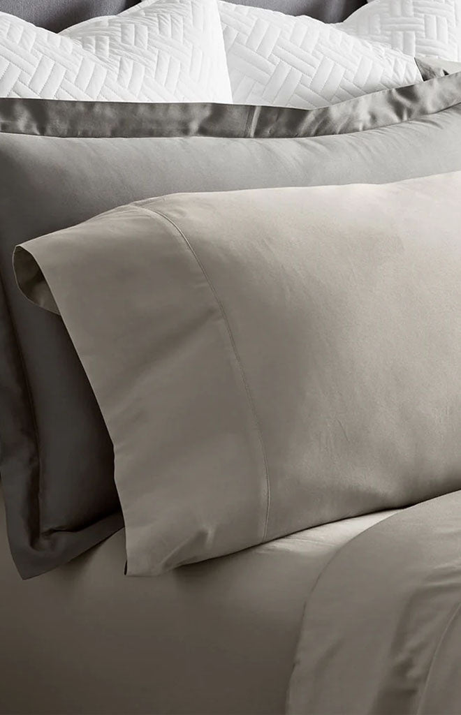 Percale Hemmed Pillowcase Set in Pewter