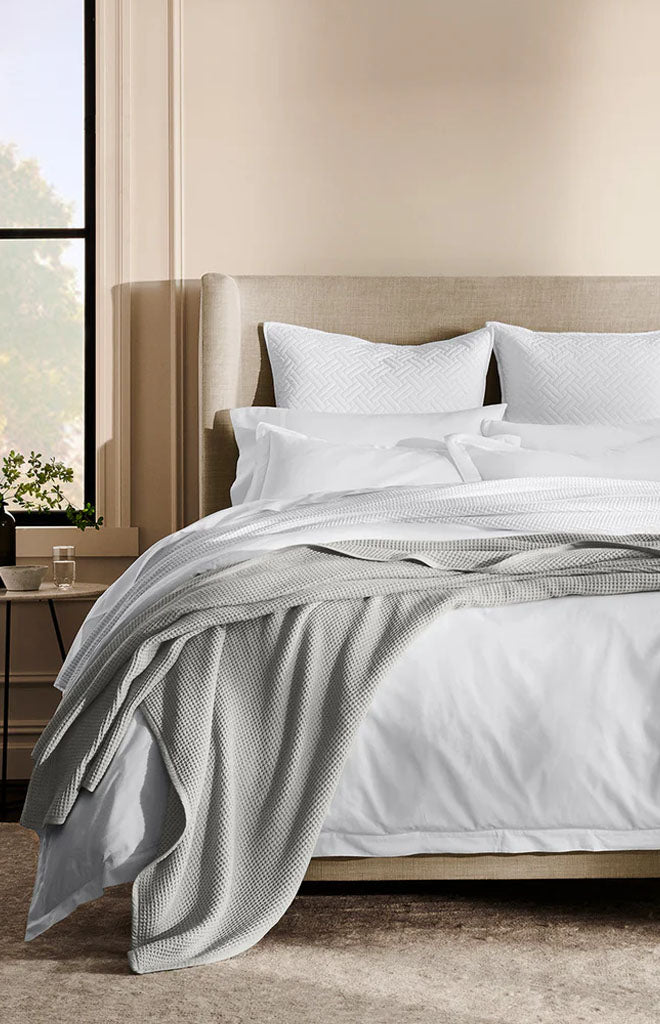 Waffle Bed Blanket in Pewter