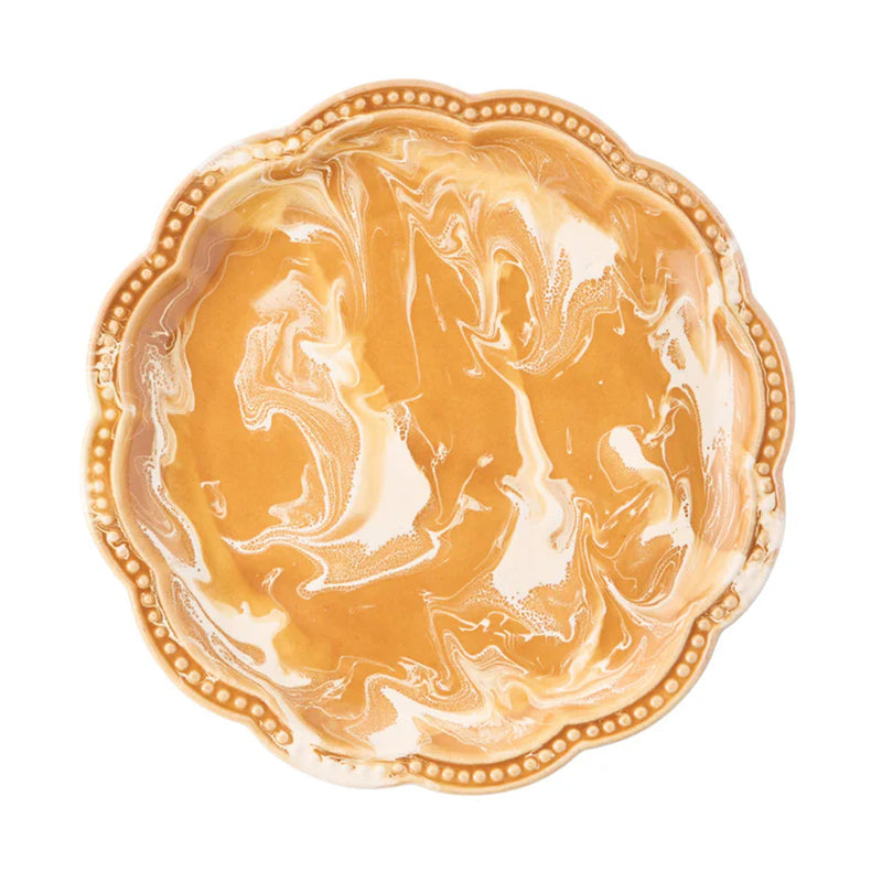 Marbled Scalloped Dinner Plate in Terracotta