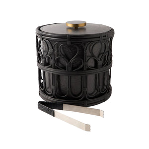 Viya Ice Bucket in Cane and Brass with Tongs