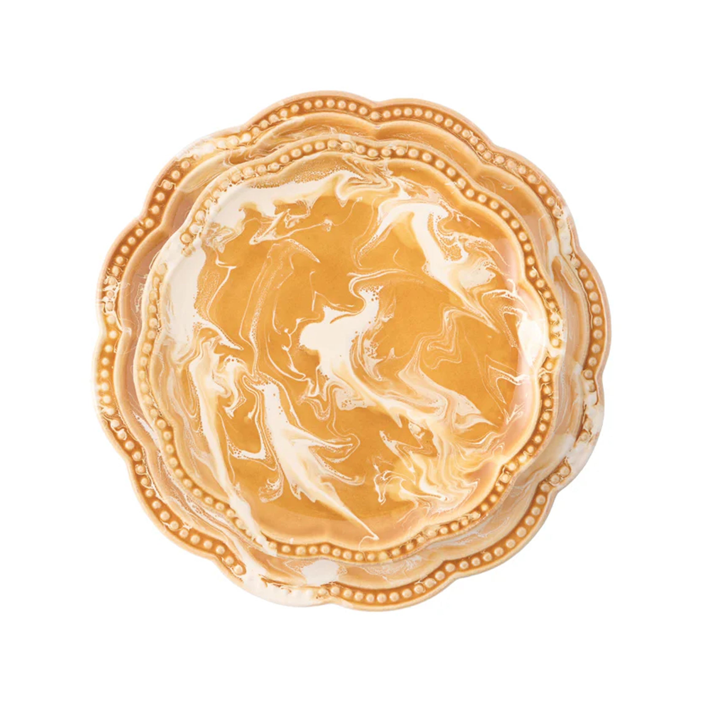 Marbled Scalloped Dessert Plate in Terracotta