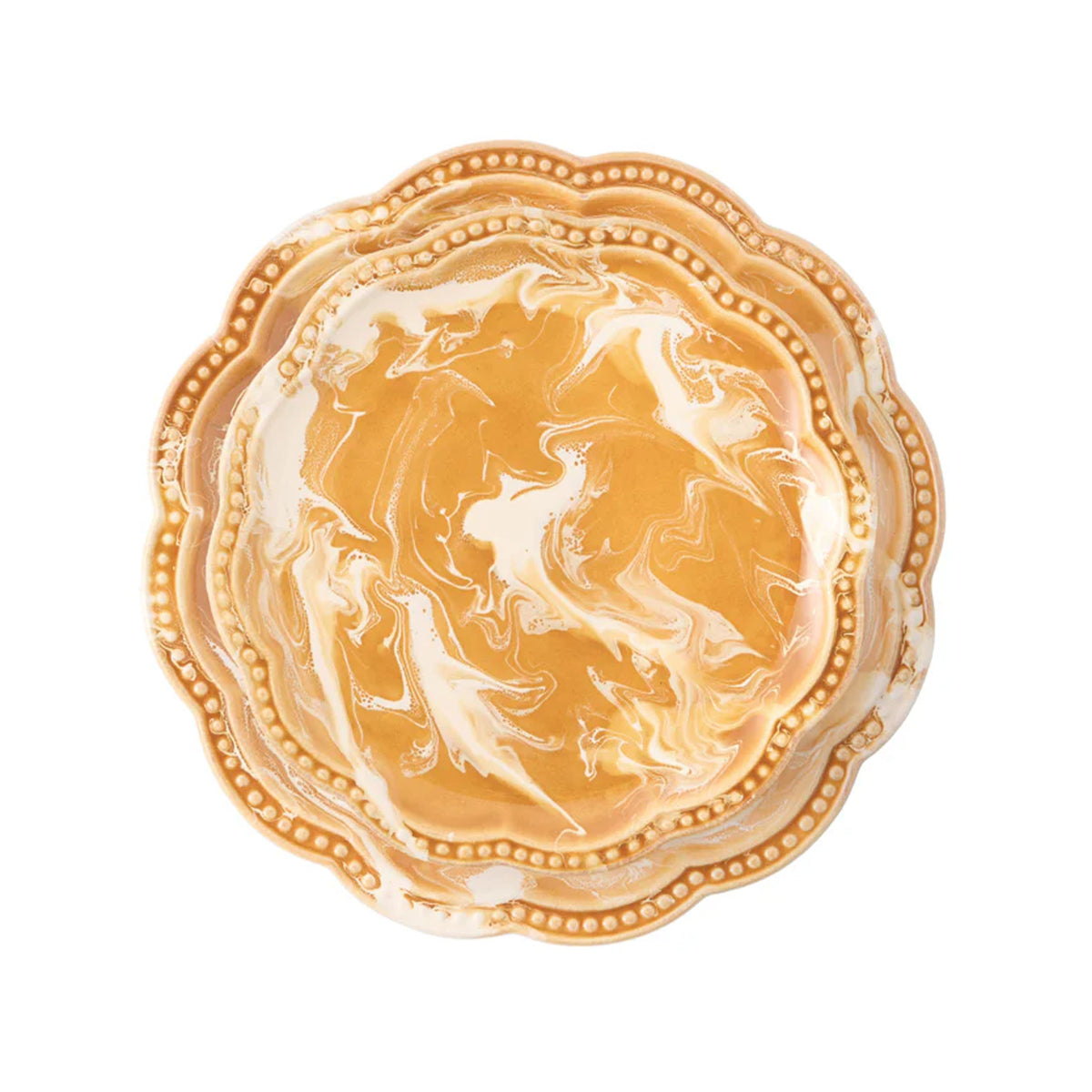 Marbled Scalloped Dessert Plate in Terracotta