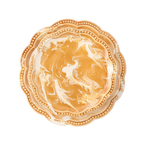 Marbled Scalloped Dessert Plate in Terracotta