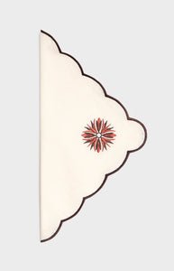 Botanica Embroidered Napkin Terracotta in White/Burgundy
