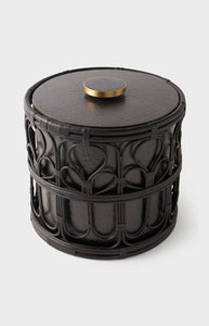 Viya Ice Bucket in Cane and Brass with Tongs