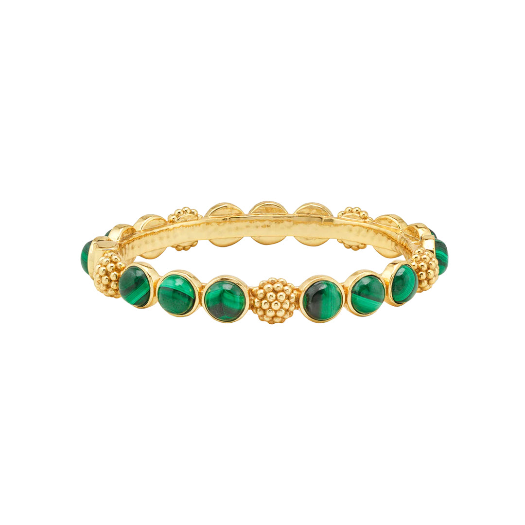 Berry Gem Hinged Bangle in Malachite