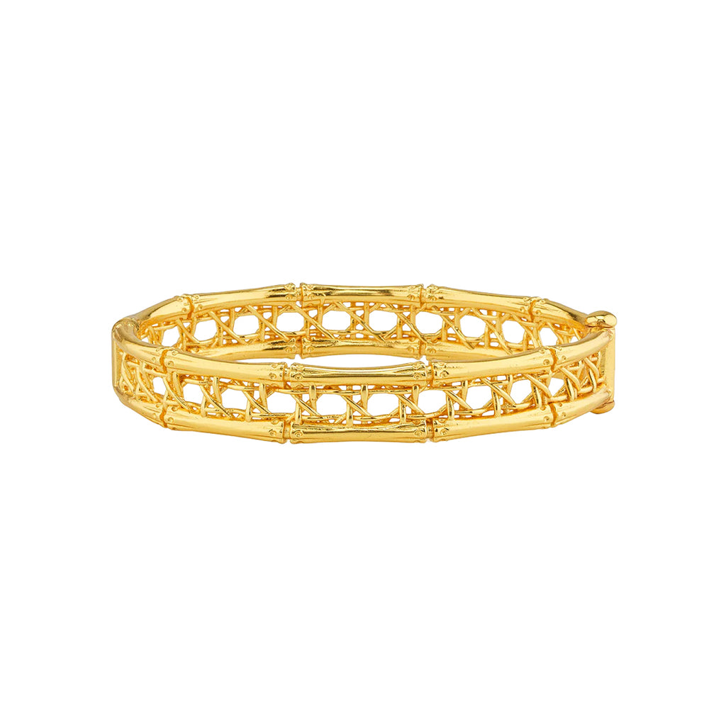 Veranda Caning Hinged Bangle in Gold