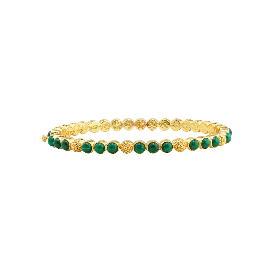 Berry Gem Petite Hinged Bangle in Malachite