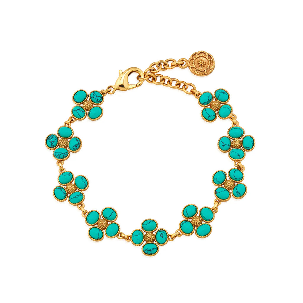 Berry Clover Link Bracelet in Turquoise