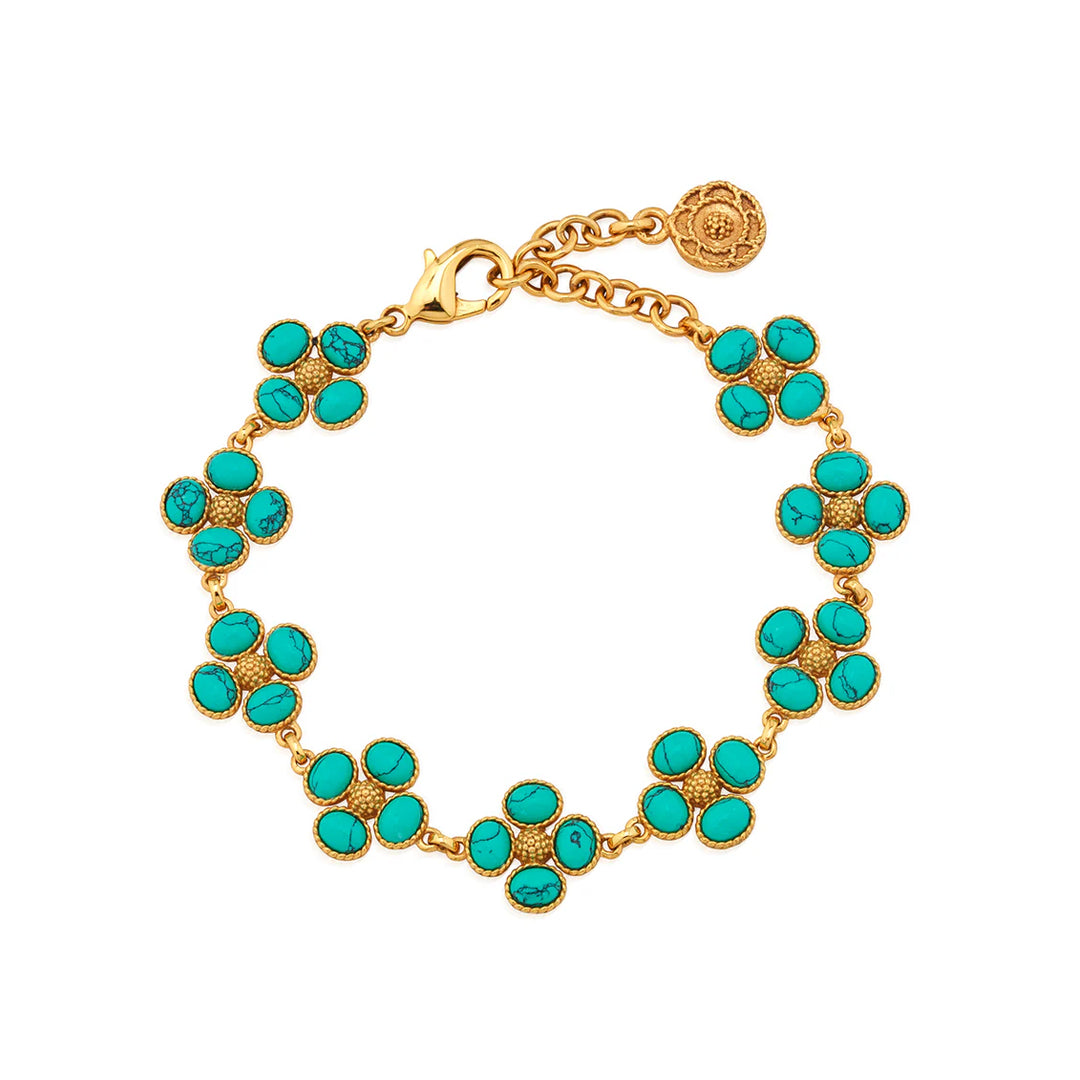 Berry Clover Link Bracelet in Turquoise