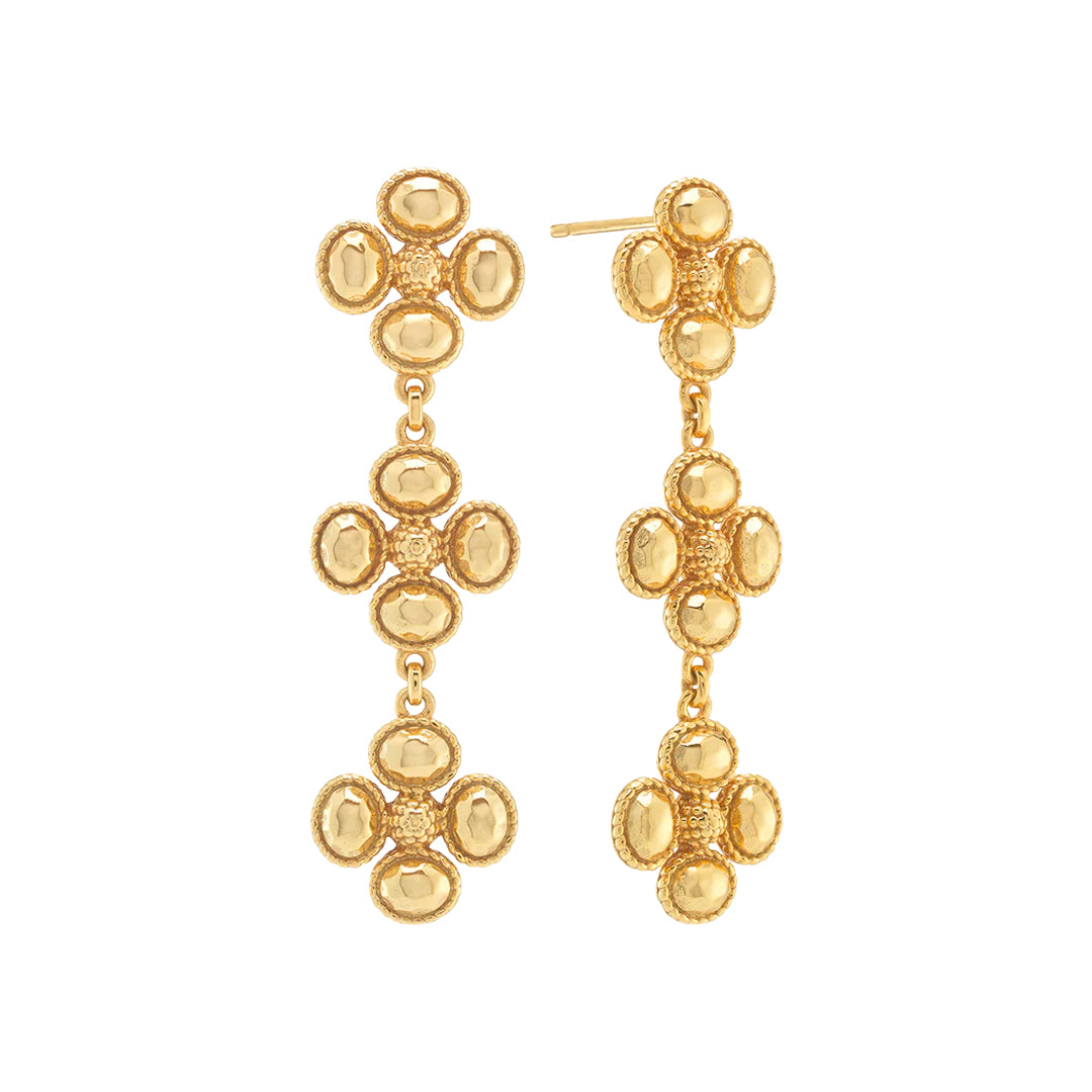 Berry Clover Linear Earrings in Gold