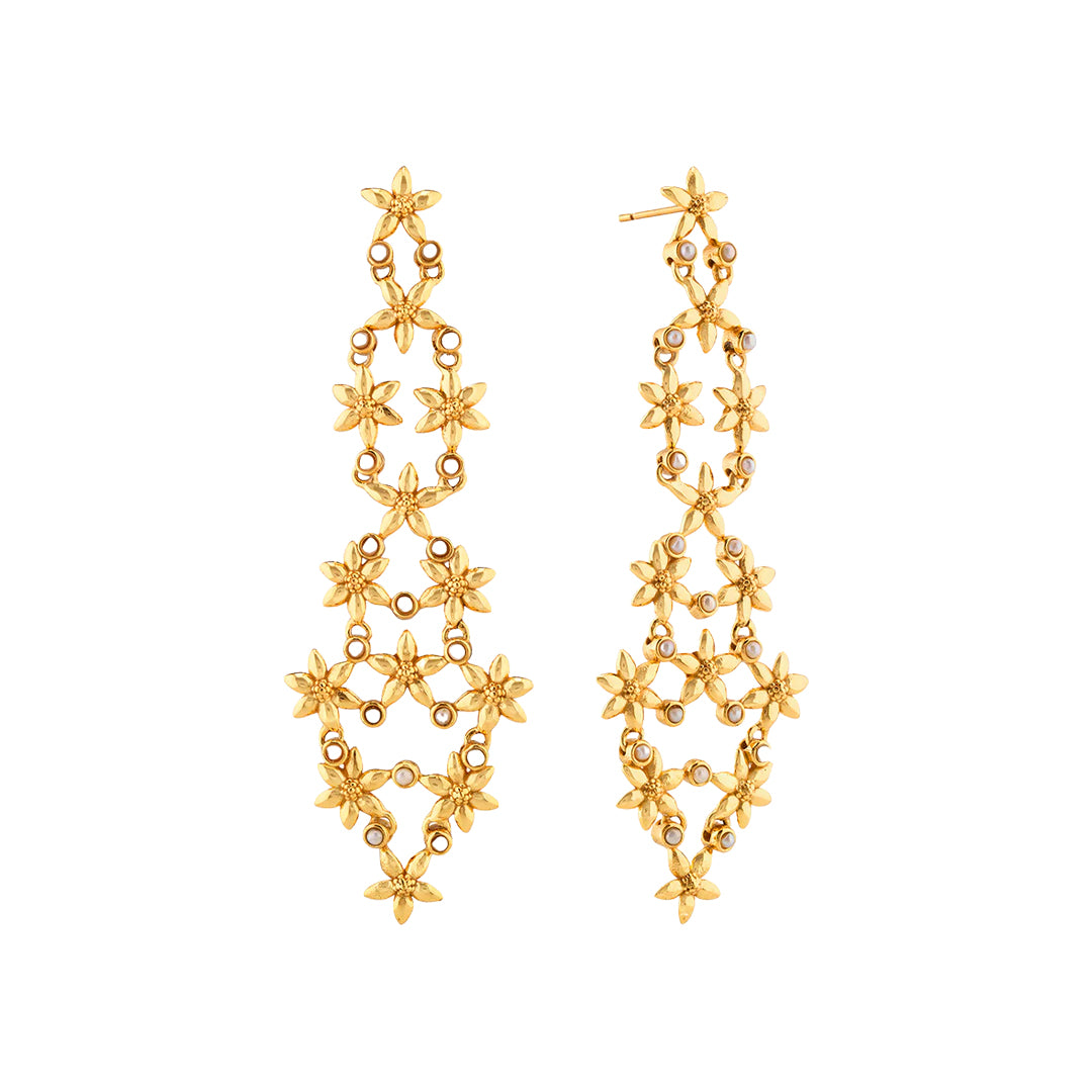 Jasmine Cascade Earrings in Pearl