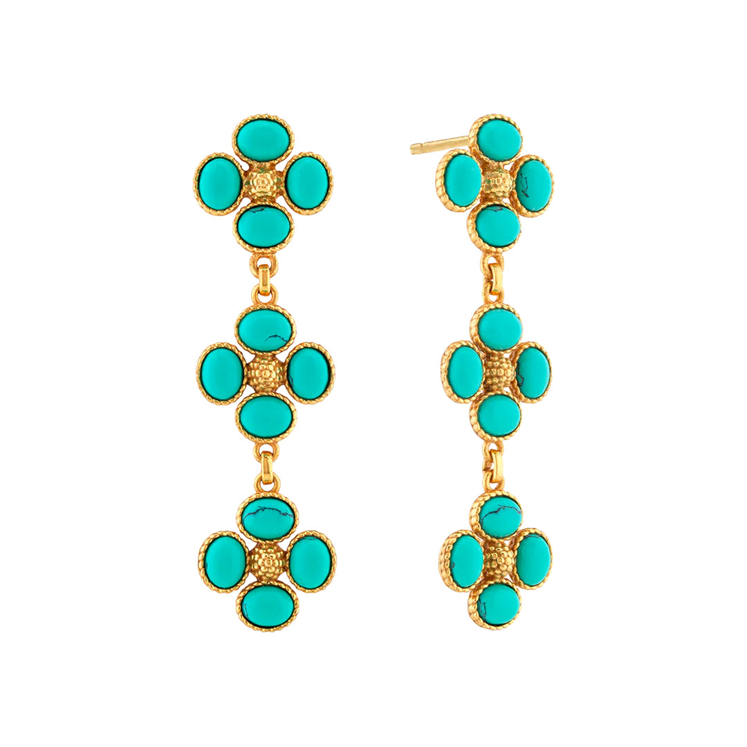 Berry Clover Linear Earrings in Turquoise