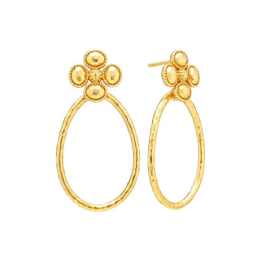 Berry Clover Teardrop  Earrings in Gold