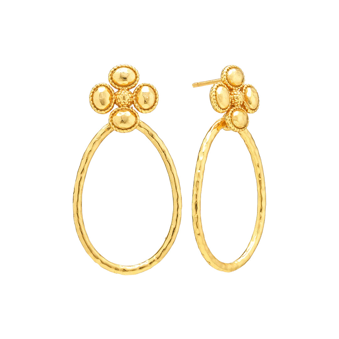 Berry Clover Teardrop  Earrings in Gold