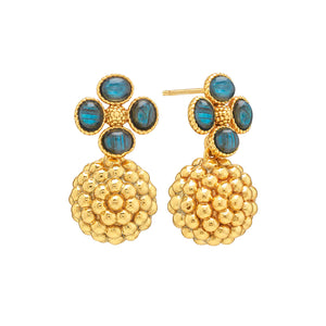 Berry Clover Drop Earrings in Blue Labradorite