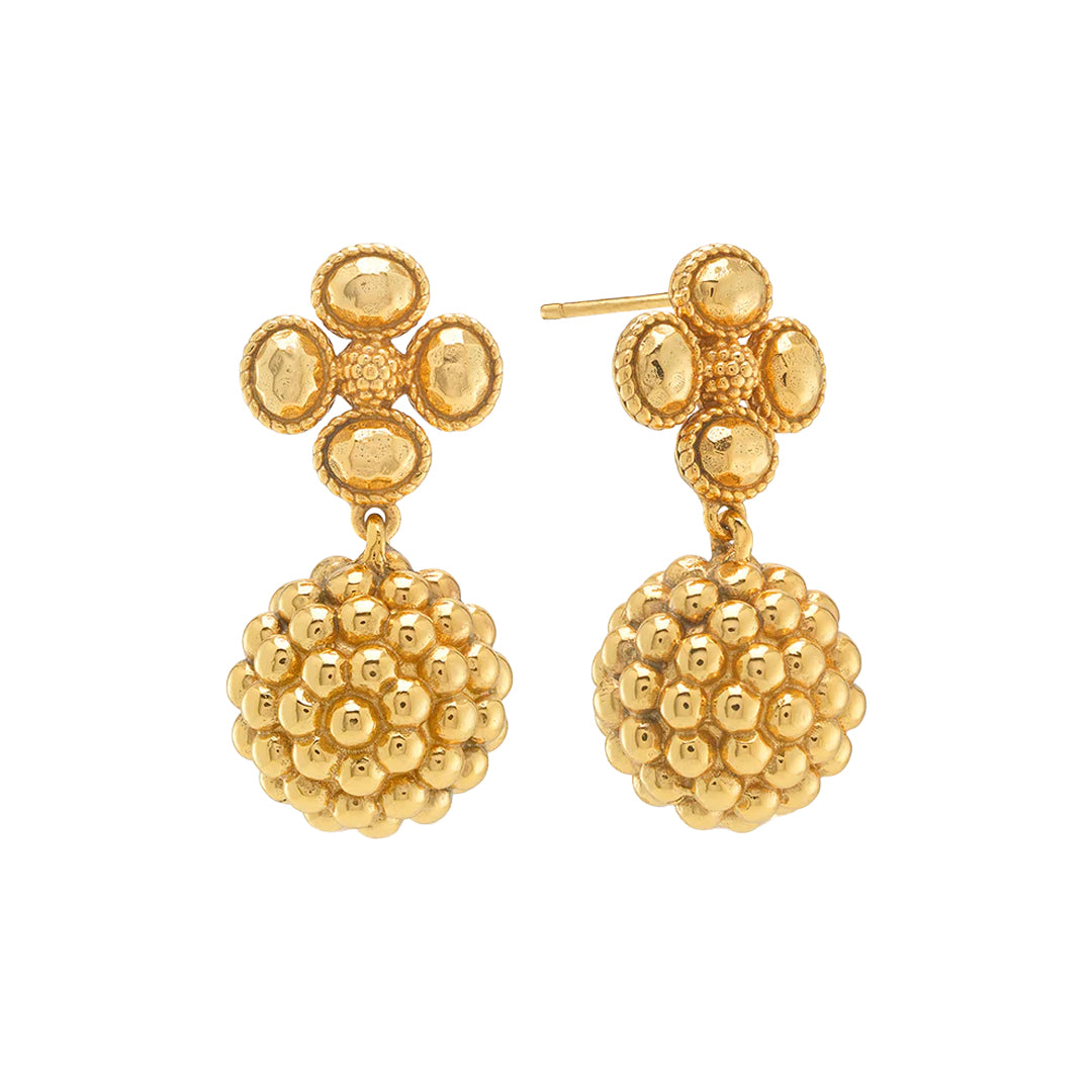 Berry Clover Drop Earrings in Gold