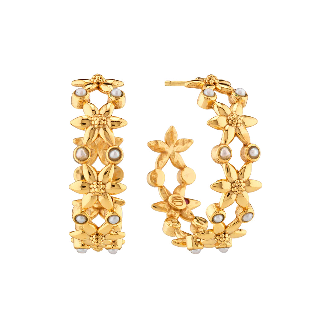 Jasmine Hoop Earrings in Pearl