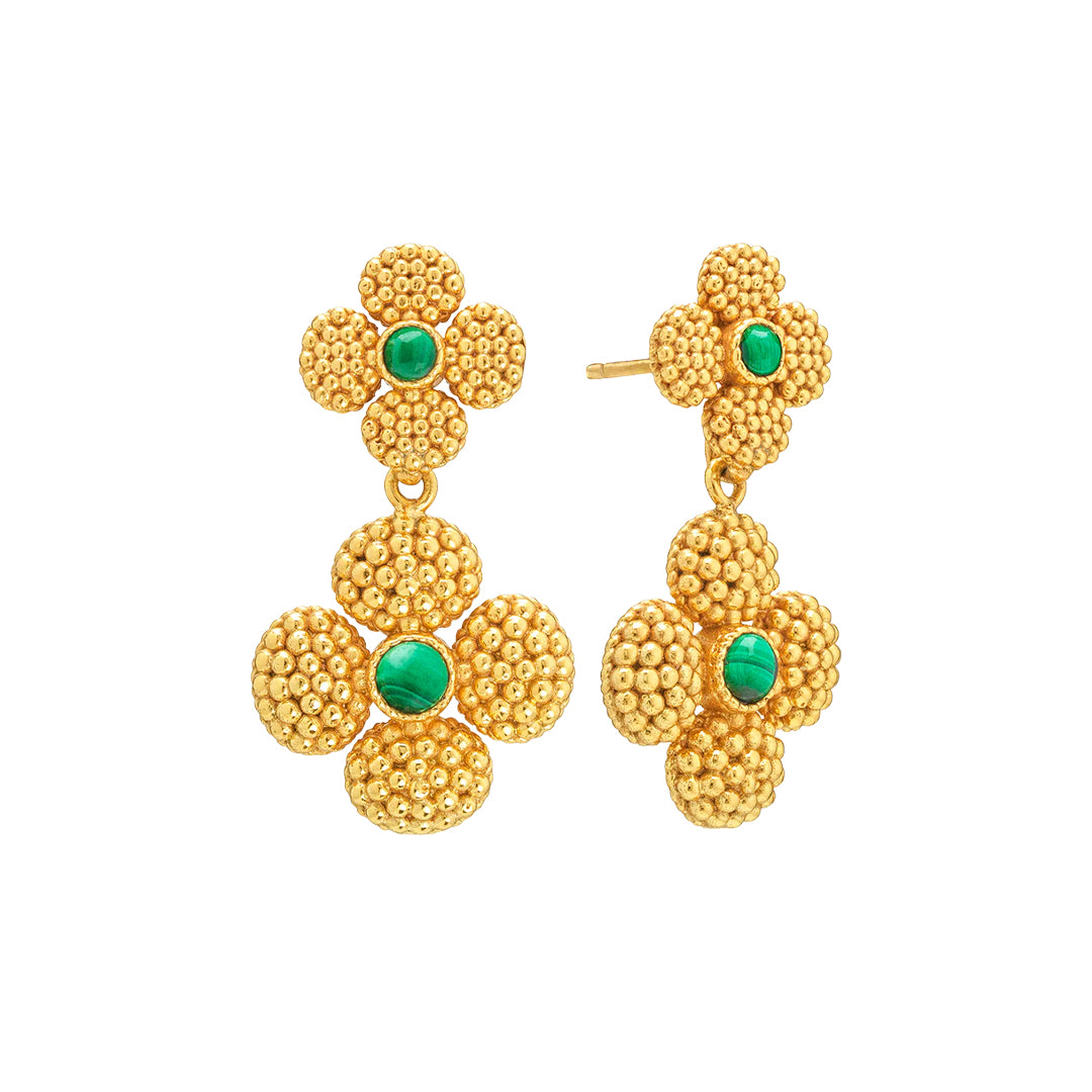 Berry Clover Convertible Duo Earrings in Malachite