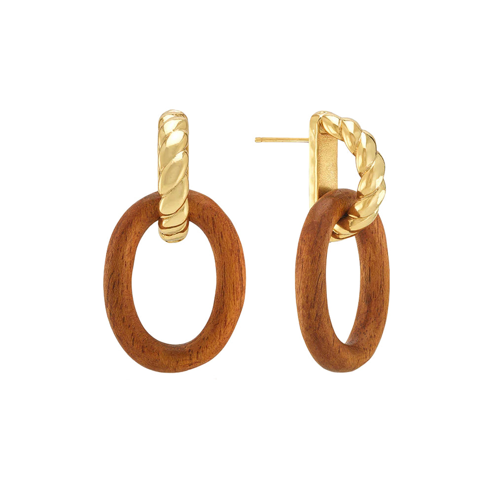 Earth Goddess Link Drop Earrings in Teak