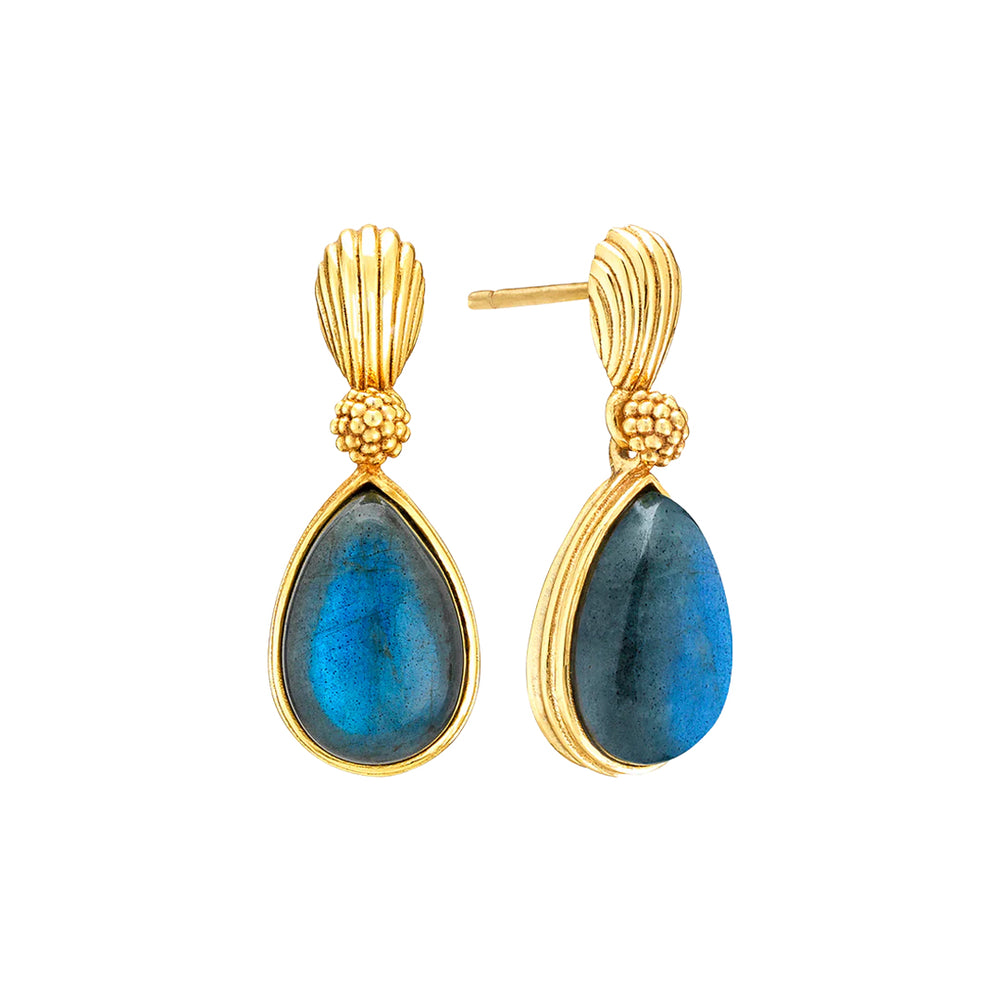 Cleopatra Gem Post Earrings in Blue Labradorite