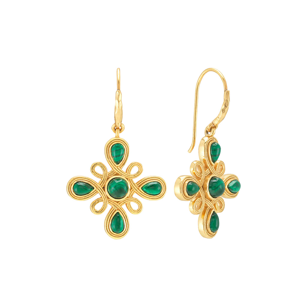 Monique Gem Dangle Earrings in Malachite