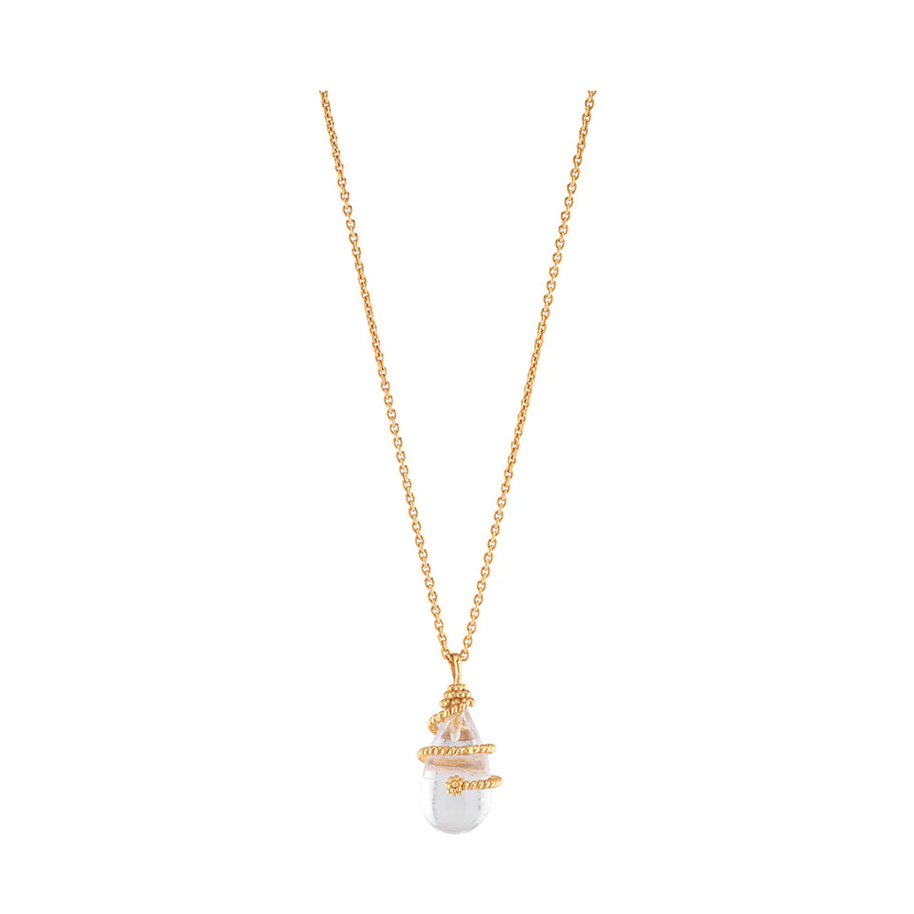 Lily Charm Necklace in Clear Quartz