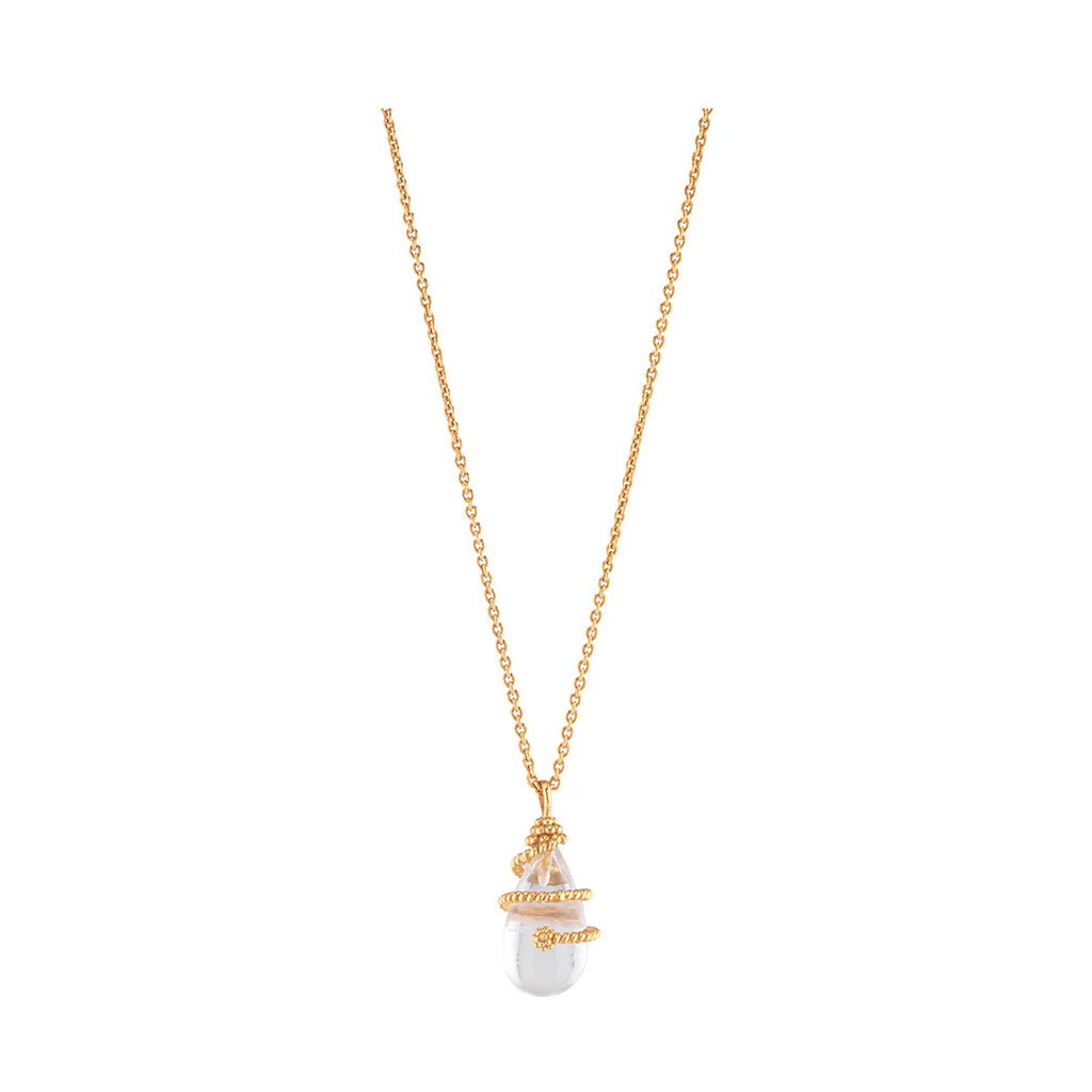 Lily Charm Necklace in Clear Quartz