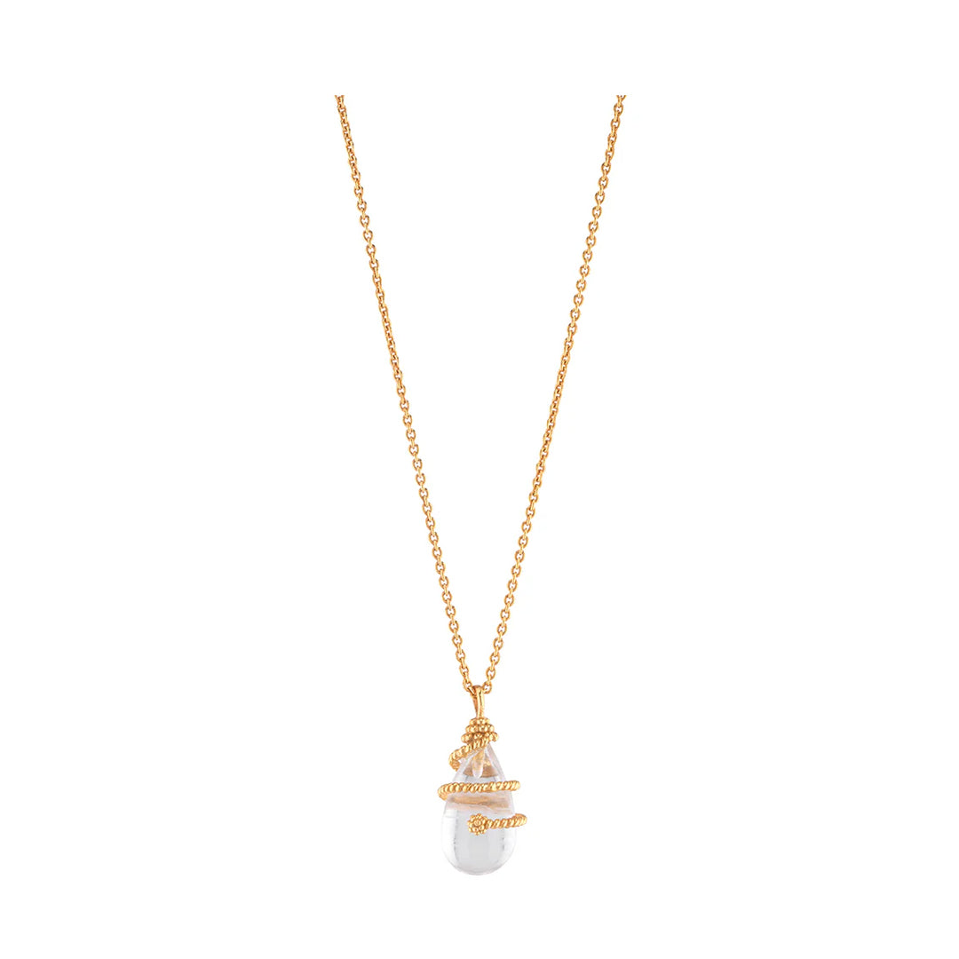 Lily Charm Necklace in Clear Quartz