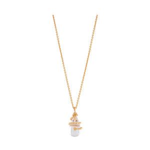 Lily Charm Necklace in Clear Quartz