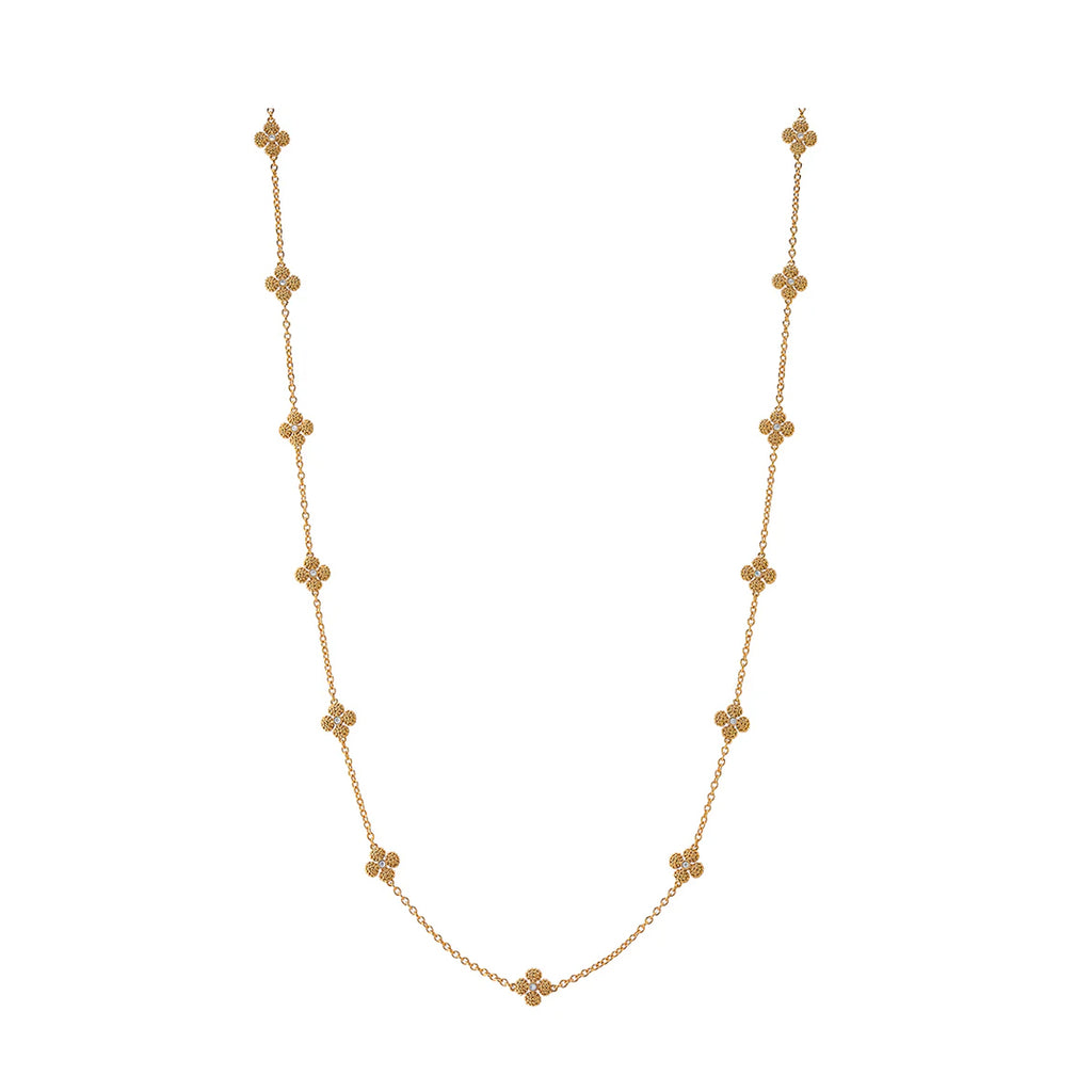 Berry Clover Double Sided Necklace 34" in Mother of Pearl