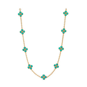 Berry Clover Double Sided Necklace 16" in Turquoise
