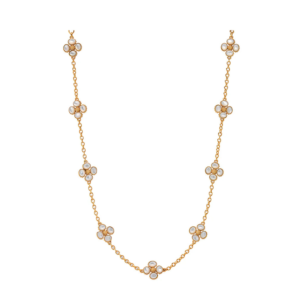 Berry Clover Double Sided Necklace 16" in Mother of Pearl