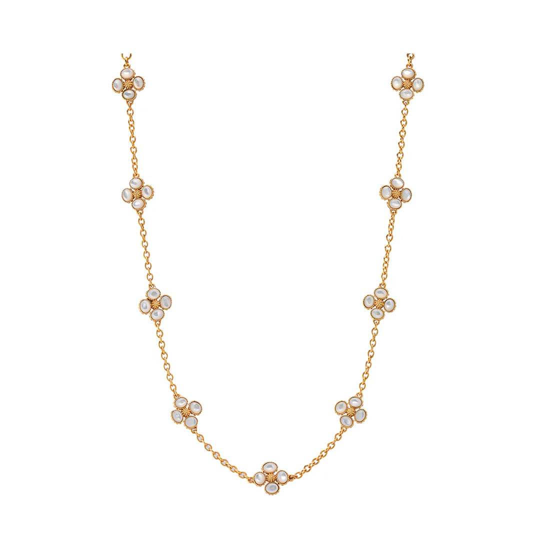 Berry Clover Double Sided Necklace 16" in Mother of Pearl
