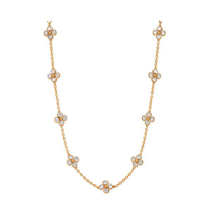 Berry Clover Double Sided Necklace 16" in Mother of Pearl