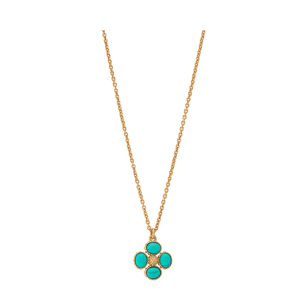 Berry Clover Double Sided Charm Necklace in Turquoise