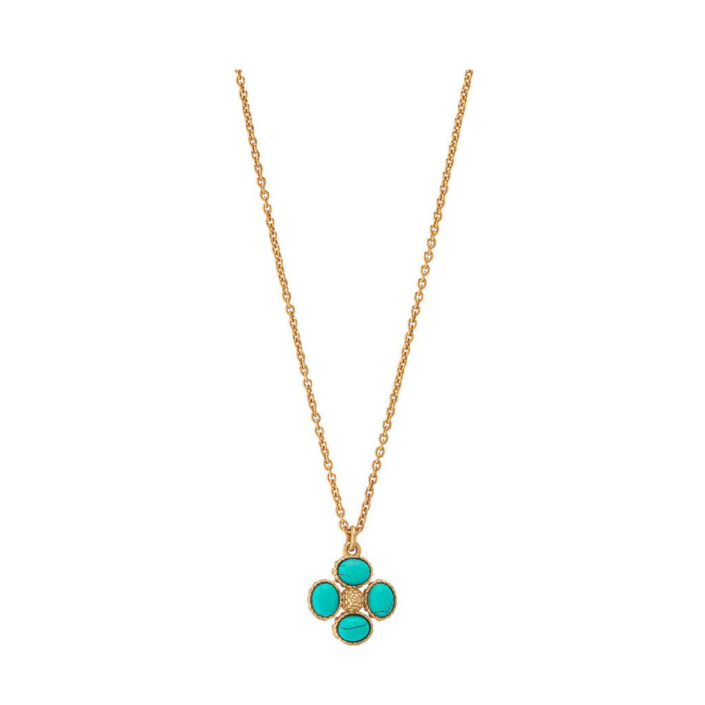 Berry Clover Double Sided Charm Necklace in Turquoise