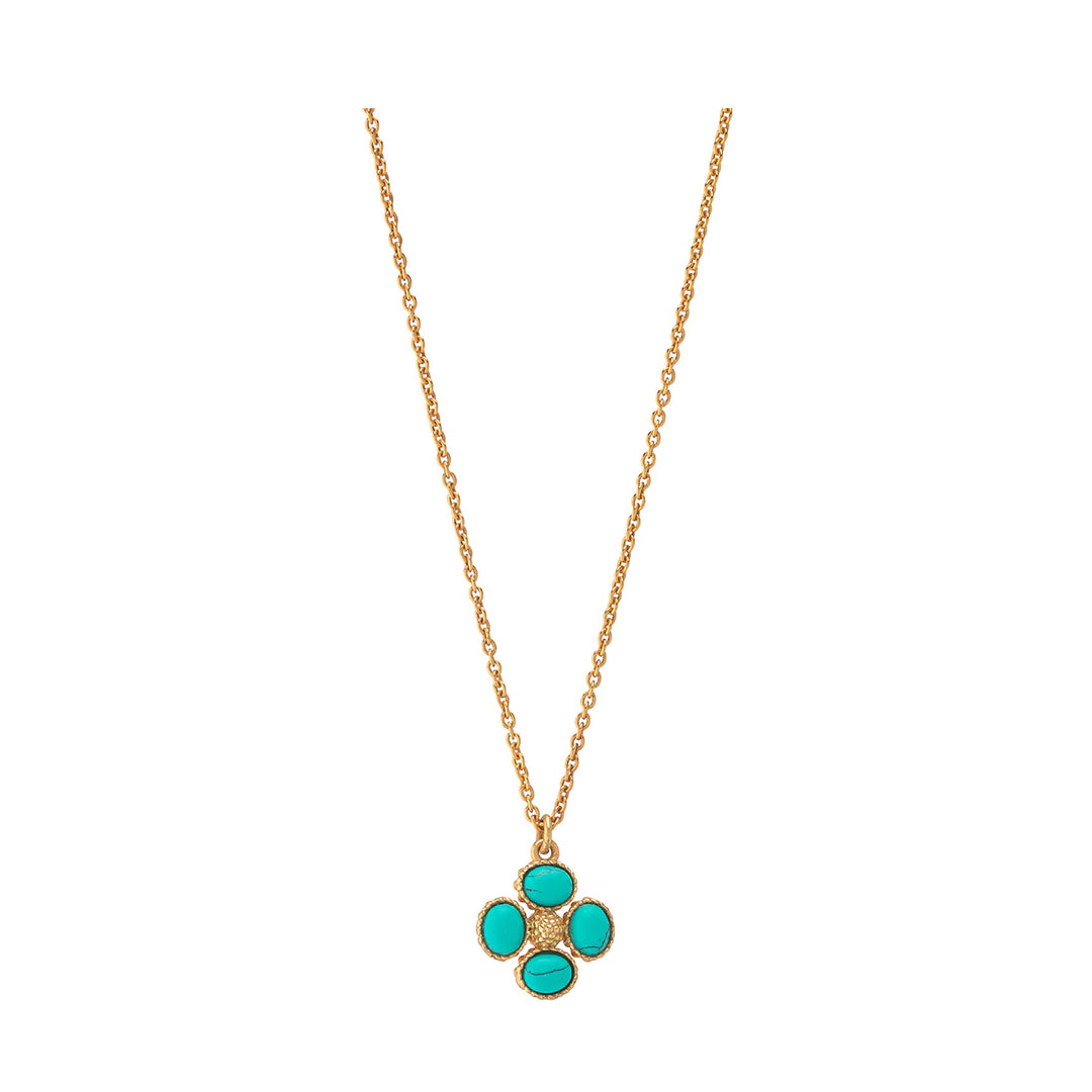 Berry Clover Double Sided Charm Necklace in Turquoise