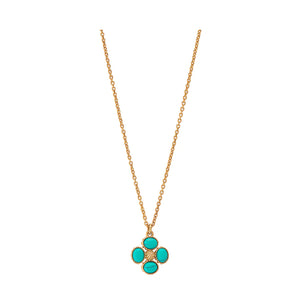 Berry Clover Double Sided Charm Necklace in Turquoise