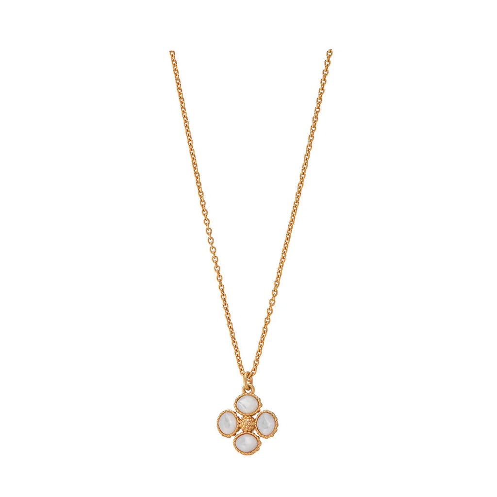 Berry Clover Double Sided Charm Necklace in Mother of Pearl