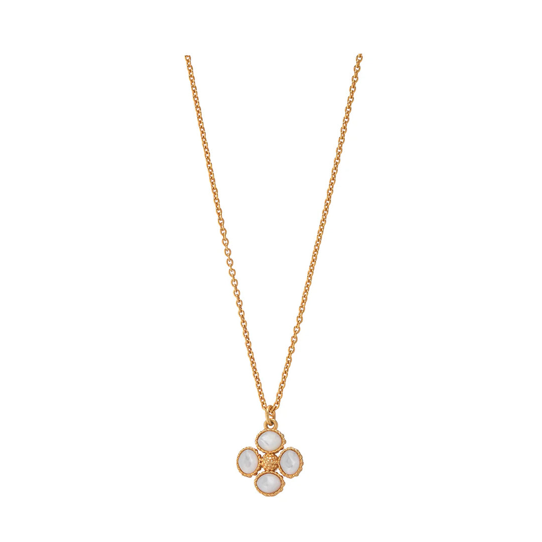 Berry Clover Double Sided Charm Necklace in Mother of Pearl